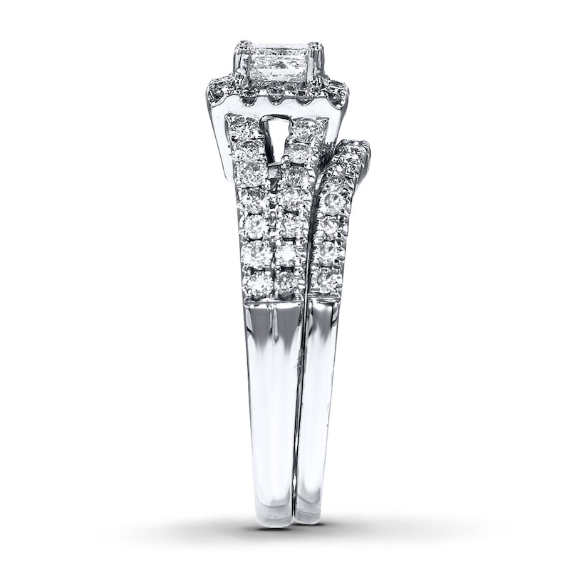Main Image 3 of Diamond Bridal Set 7/8 ct tw Princess-cut 14K White Gold