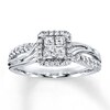 Thumbnail Image 1 of Diamond Ring 1/2 ct tw Princess/Round 14K White Gold