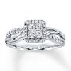 Thumbnail Image 0 of Diamond Ring 1/2 ct tw Princess/Round 14K White Gold