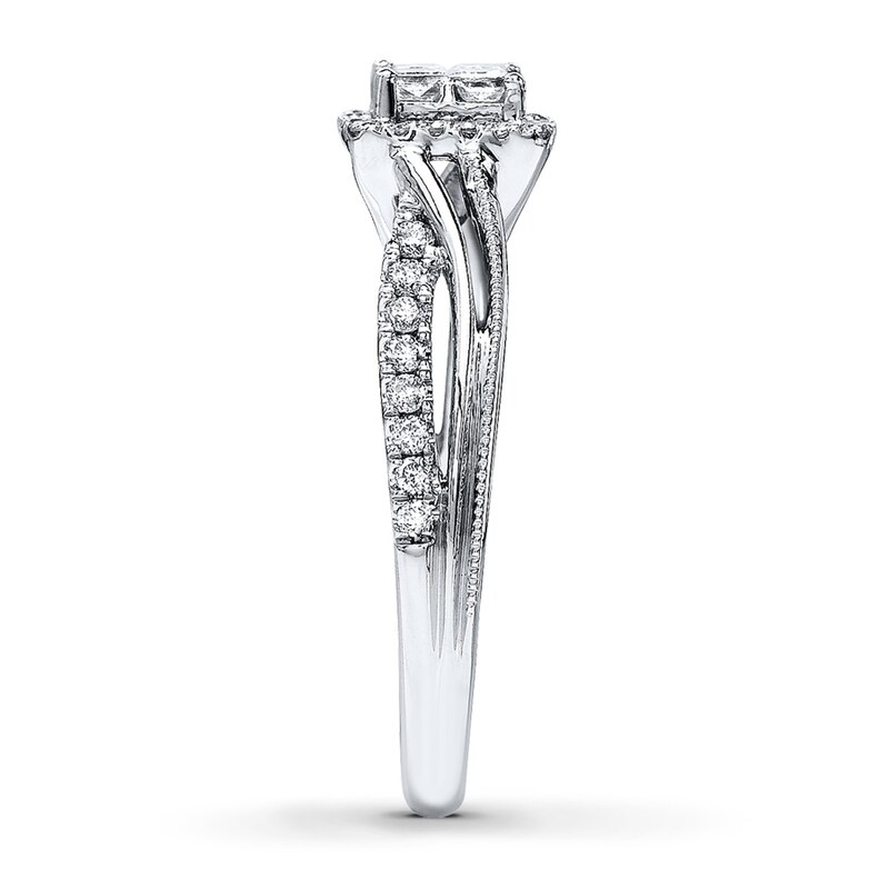 Main Image 3 of Diamond Ring 1/2 ct tw Princess/Round 14K White Gold