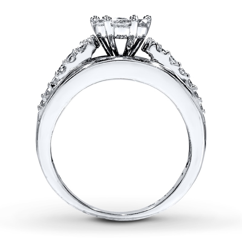 Main Image 2 of Diamond Engagement Ring 2 ct tw Round/Baguette 14K White Gold