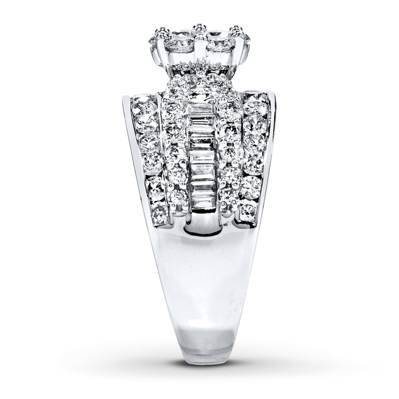 Main Image 3 of Diamond Engagement Ring 2 ct tw Round/Baguette 14K White Gold