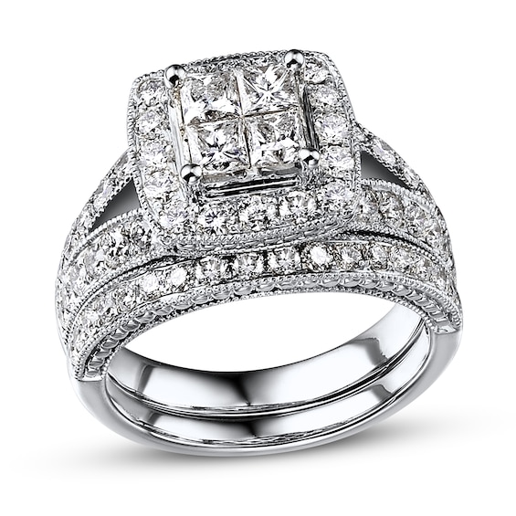 Diamond Bridal Set 1 7/8 ct tw Princess/Round 14K White Gold Jared