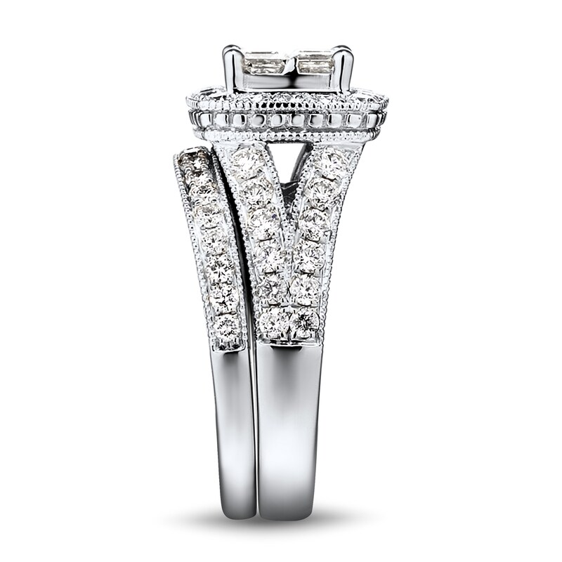 Main Image 2 of Diamond Bridal Set 1-7/8 ct tw Princess/Round 14K White Gold