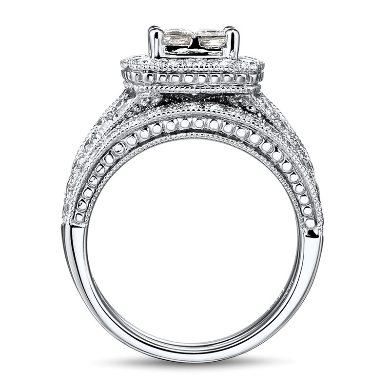 Main Image 3 of Diamond Bridal Set 1-7/8 ct tw Princess/Round 14K White Gold