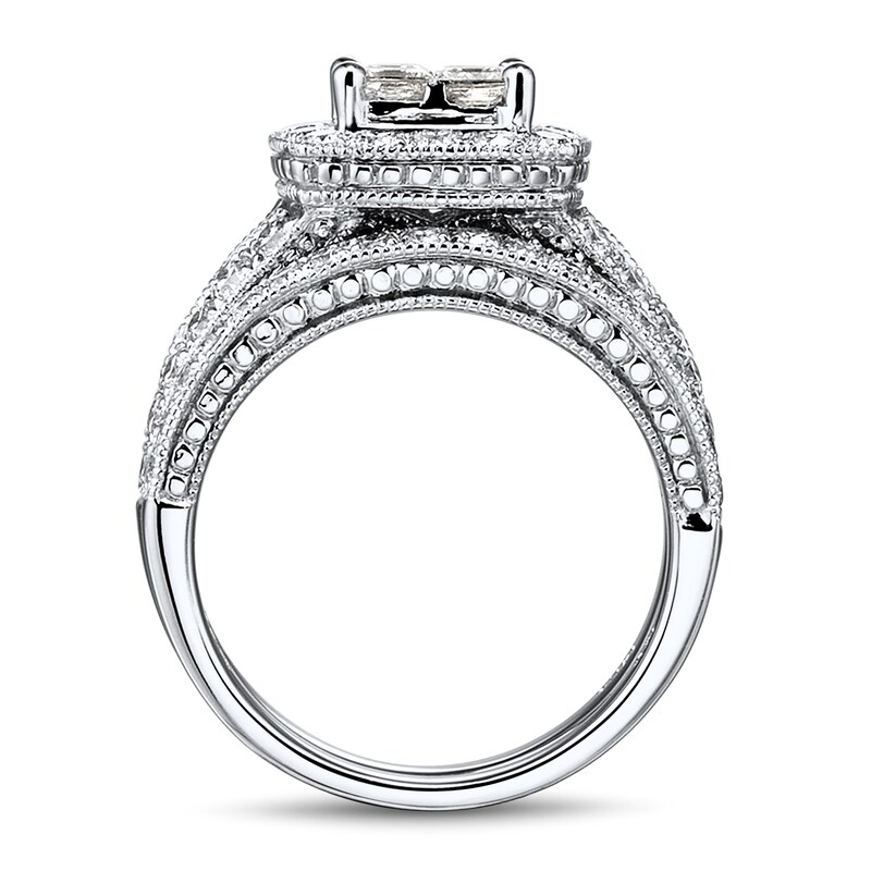 Diamond Bridal Set 1-7/8 ct tw Princess/Round 14K White Gold