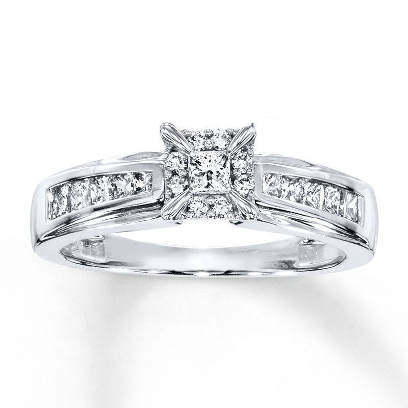 Main Image 1 of Diamond Engagement Ring 1/2 ct tw Princess-cut 14K White Gold