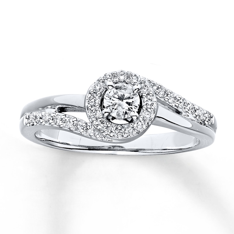 Diamond Engagement Ring 1/3 ct tw Round-cut 14K White Gold