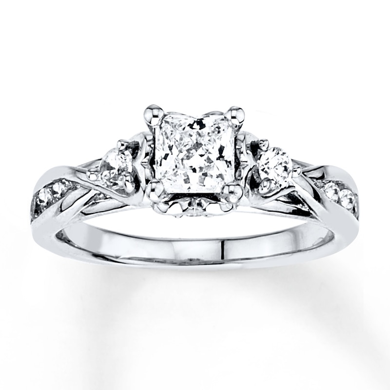 Main Image 1 of Diamond Engagement Ring 1 ct tw Princess-cut 14K White Gold