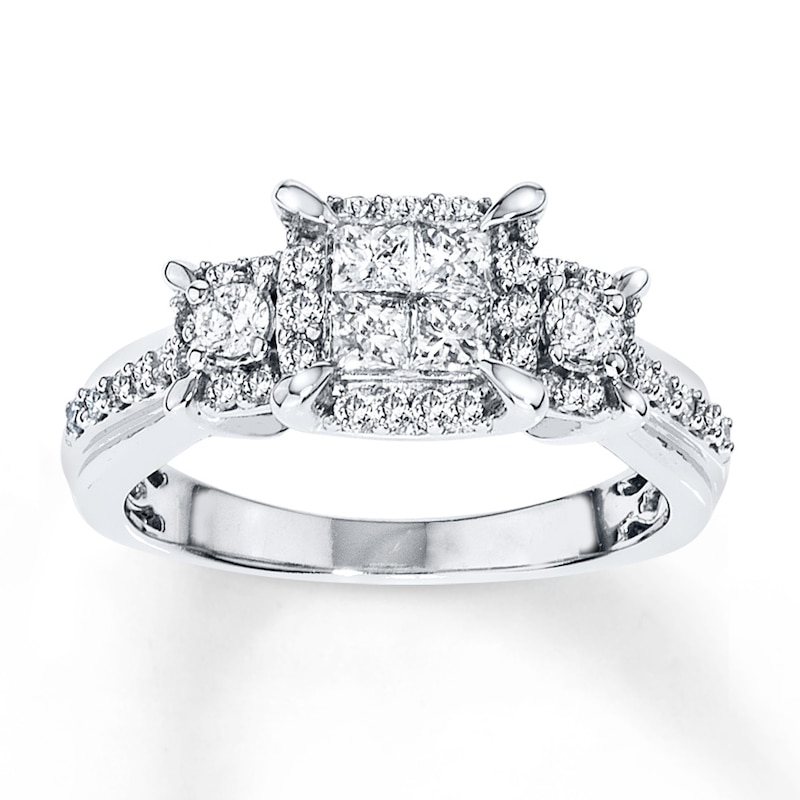 Diamond Engagement Ring 3/4 ct tw Princess-cut 14K White Gold