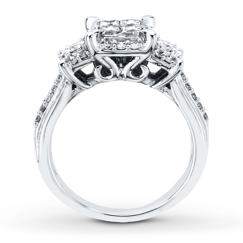 Main Image 2 of Diamond Engagement Ring 3/4 ct tw Princess-cut 14K White Gold