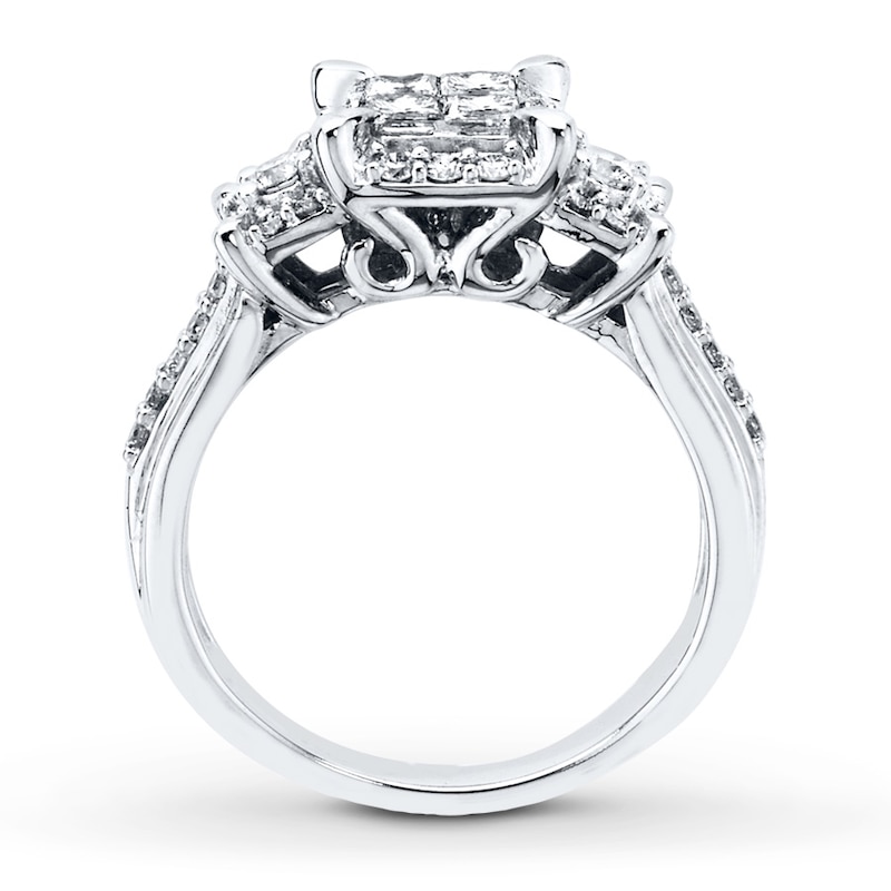 Diamond Engagement Ring 3/4 ct tw Princess-cut 14K White Gold