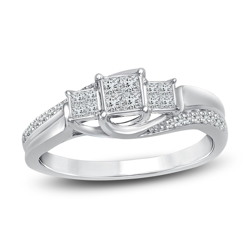 Main Image 1 of Diamond Engagement Ring 1/3 ct tw Princess/Round 14K White Gold