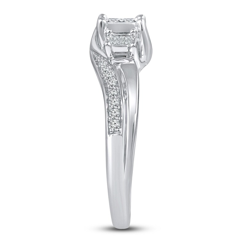 Main Image 3 of Diamond Engagement Ring 1/3 ct tw Princess/Round 14K White Gold