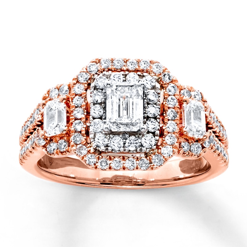 Diamond 3-Stone Ring 1-1/2 cttw Emerald-cut 14K Two-Tone Gold