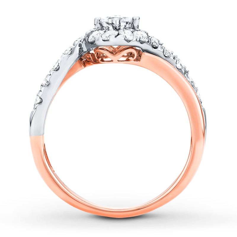 Diamond Engagement Ring 3/4 cttw Princess-cut 14K Two-Tone Gold