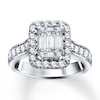 Thumbnail Image 0 of Diamond Engagement Ring 1 ct tw Round/Baguette 14K White Gold