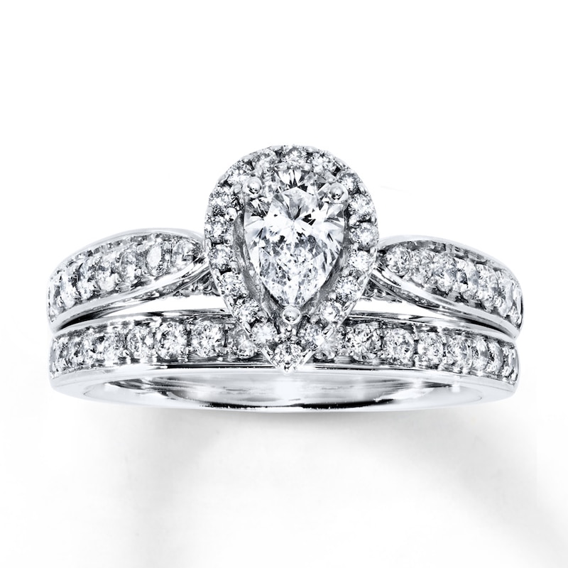 Diamond Bridal Set 1-1/5 ct tw Pear-Shaped 14K White Gold