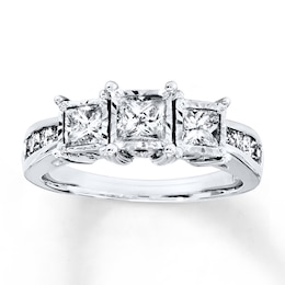 Diamond 3-Stone Ring 1 ct tw Princess-cut 14K White Gold