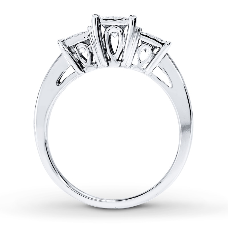 Main Image 2 of Diamond 3-Stone Ring 1 ct tw Princess-cut 14K White Gold
