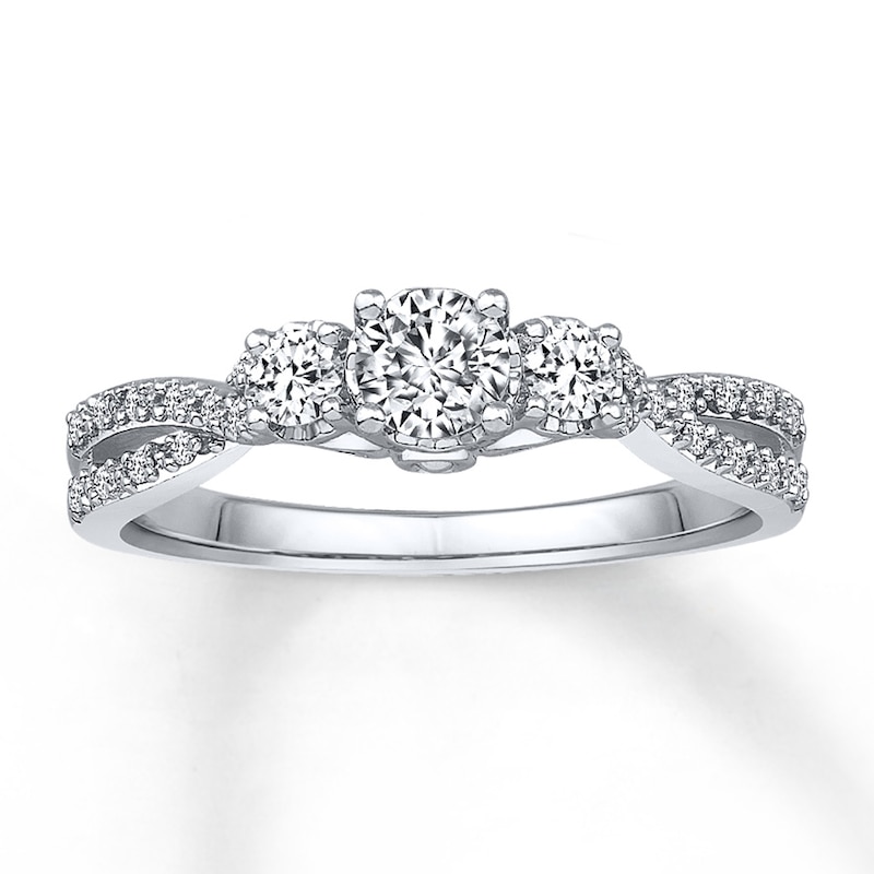 Diamond Engagement Ring 1/2 ct tw Round-cut 14K White Gold with 360