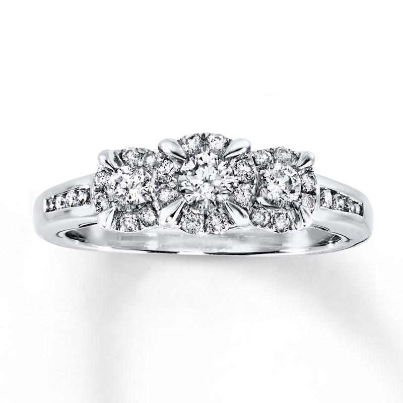 Diamond 3-Stone Ring 1/2 ct tw Round-cut 14K White Gold