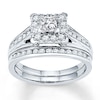 Thumbnail Image 1 of Diamond Bridal Set 7/8 ct tw Princess-cut 14K White Gold