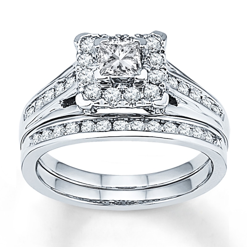 Main Image 1 of Diamond Bridal Set 7/8 ct tw Princess-cut 14K White Gold