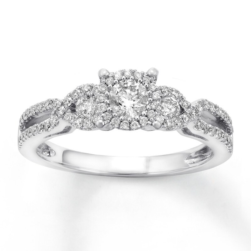 Diamond Engagement Ring 5/8 ct tw Round-cut 14K White Gold