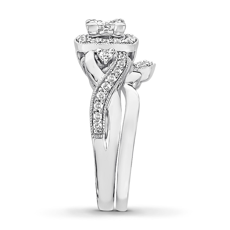 Diamond Bridal Set 1/2 ct tw Princess-cut 14K White Gold