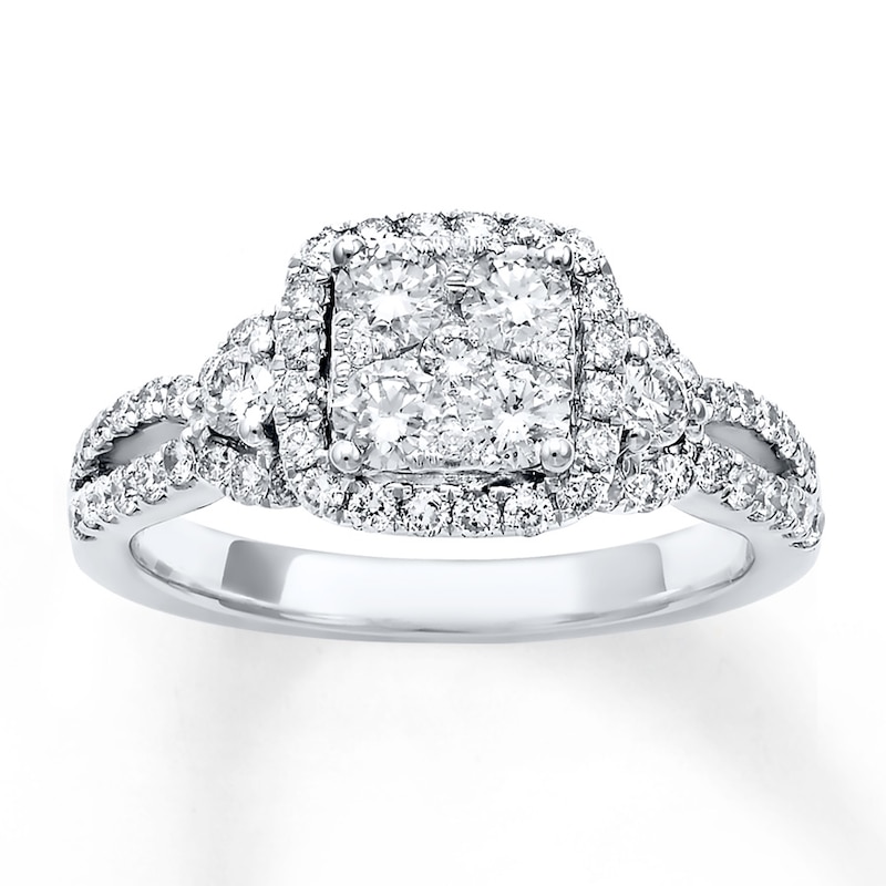 Diamond Engagement Ring 1-1/5 ct tw Round-cut 14K White Gold with 360