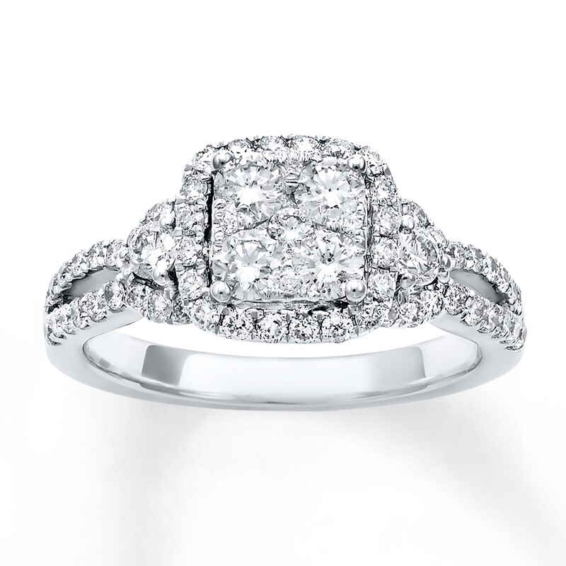 Diamond Engagement Ring 1-1/5 ct tw Round-cut 14K White Gold