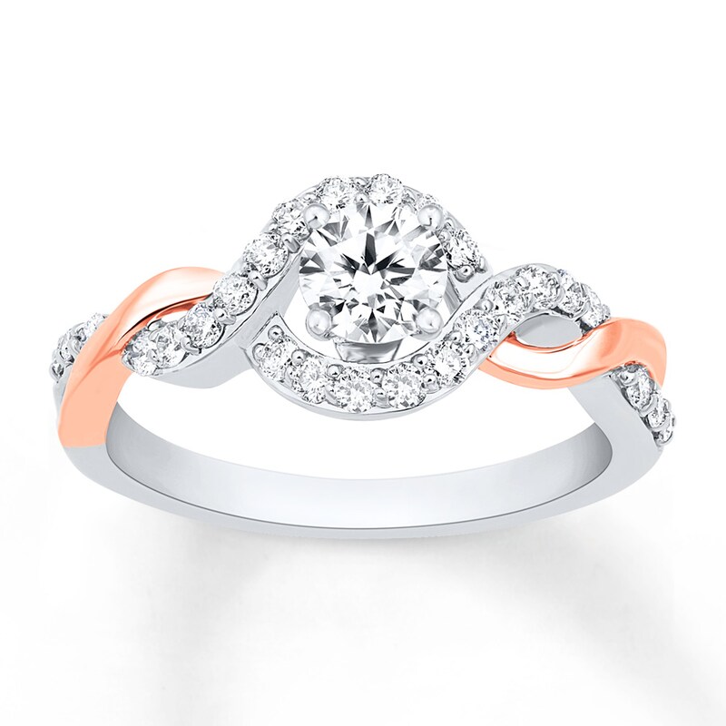 Diamond Engagement Ring 7/8 ct tw Round-cut 14K Two-Tone Gold