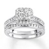 Thumbnail Image 1 of Diamond Bridal Set 1-1/8 ct tw Princess/Round 14K White Gold