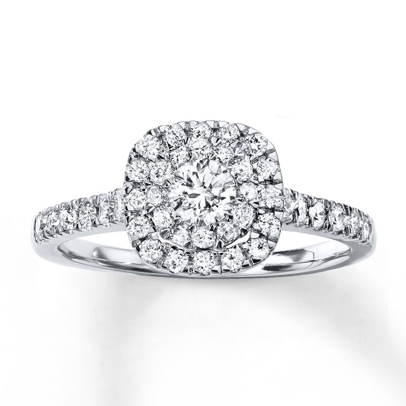 Diamond Engagement Ring 3/4 ct tw Round-cut 14K White Gold