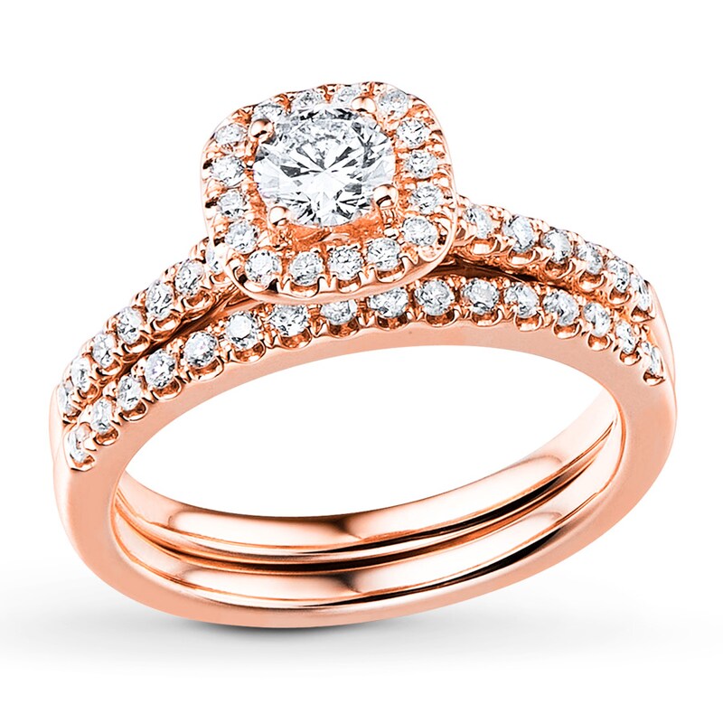 Main Image 1 of Diamond Bridal Set 1/2 carat tw Round-cut 14K Rose Gold