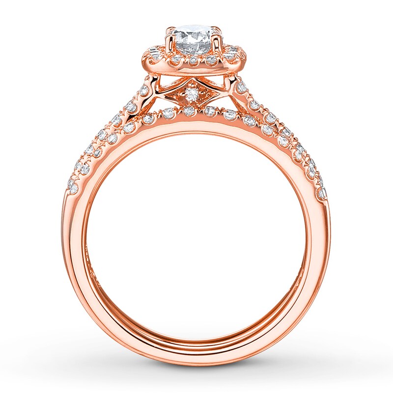Main Image 2 of Diamond Bridal Set 1/2 carat tw Round-cut 14K Rose Gold