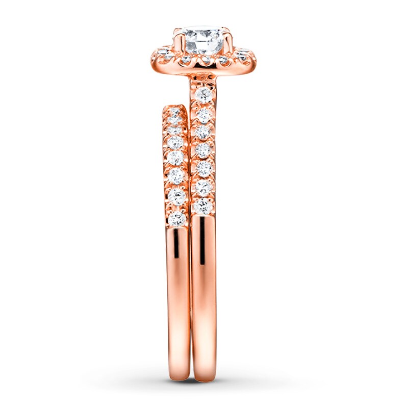 Main Image 3 of Diamond Bridal Set 1/2 carat tw Round-cut 14K Rose Gold