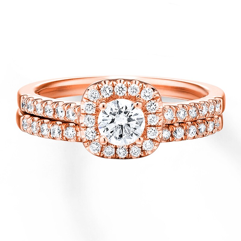 Main Image 4 of Diamond Bridal Set 1/2 carat tw Round-cut 14K Rose Gold