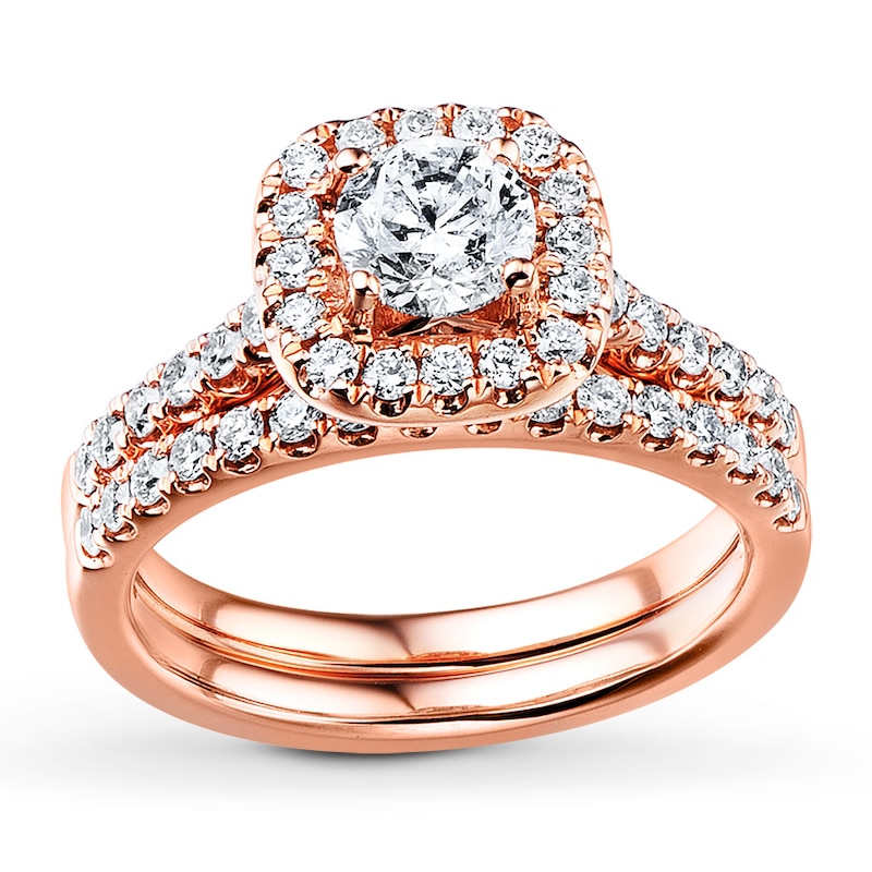 Main Image 1 of Diamond Bridal Set 1 ct tw Round-cut 14K Rose Gold