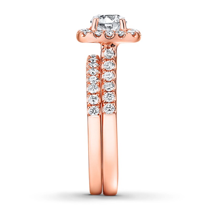 Main Image 3 of Diamond Bridal Set 1 ct tw Round-cut 14K Rose Gold