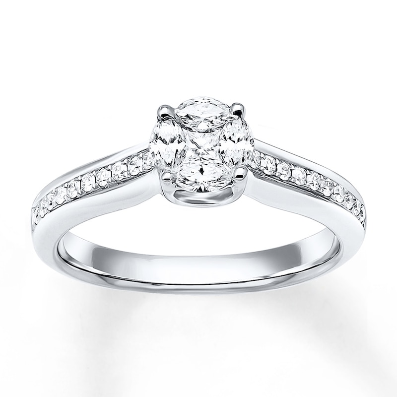 Main Image 1 of Diamond Engagement Ring 1/2 ct tw Princess-cut 14K White Gold