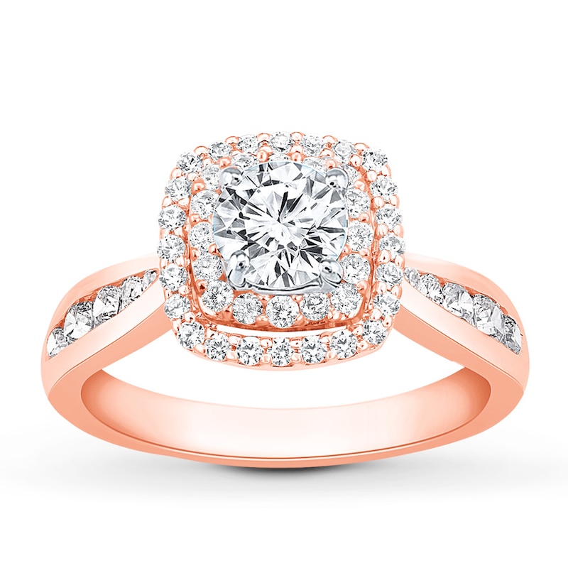Diamond Engagement Ring 7/8 ct tw Round-cut 14K Rose Gold