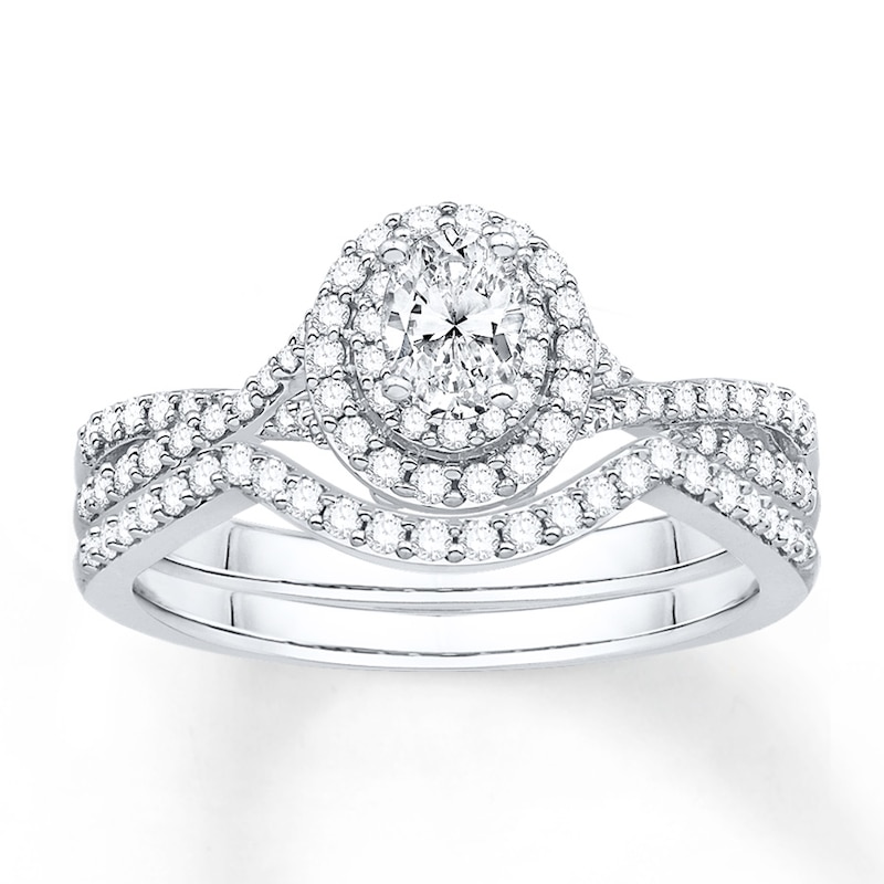Main Image 1 of Diamond Bridal Set 5/8 ct tw Oval-cut 14K White Gold