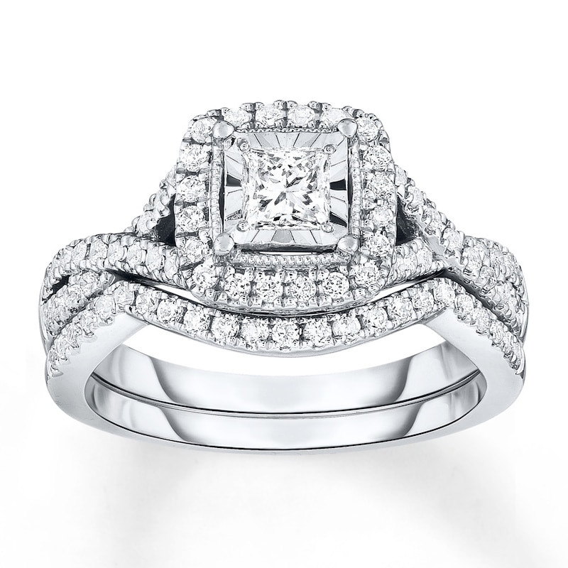 Diamond Bridal Set 1 ct tw Princess-cut 14K White Gold