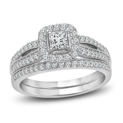 Diamond Bridal Set 3/4 ct tw Princess-cut 14K White Gold | Jared