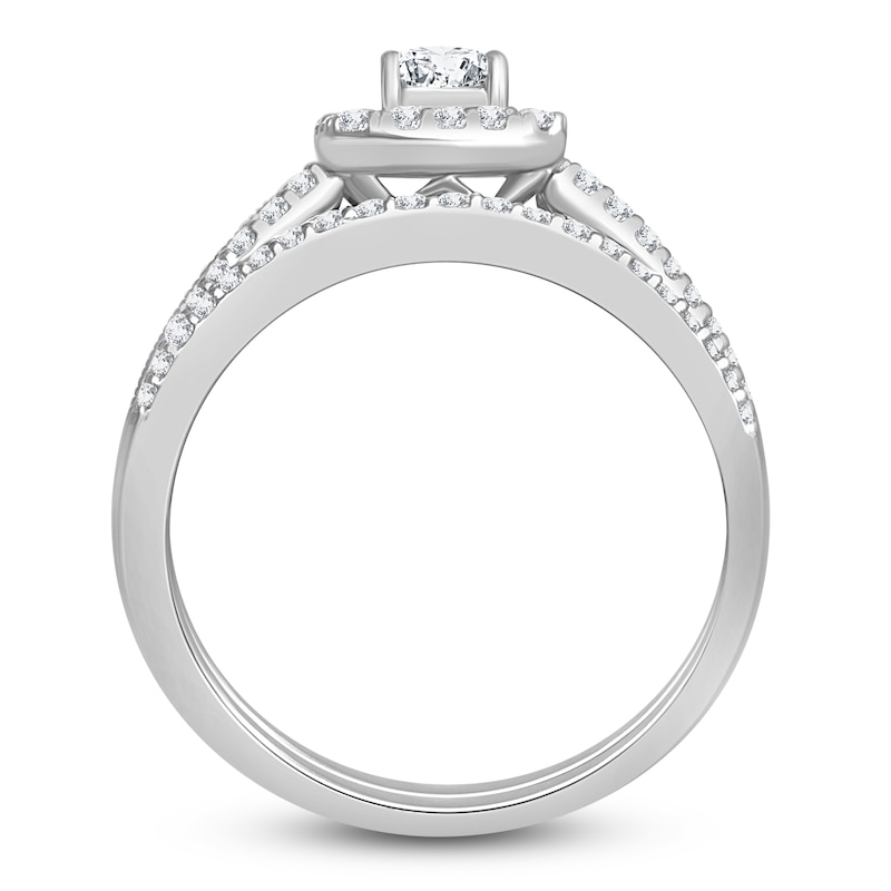 Main Image 2 of Diamond Bridal Set 3/4 ct tw Princess-cut 14K White Gold