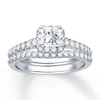 Thumbnail Image 0 of Diamond Bridal Set 7/8 ct tw Princess/Round Platinum