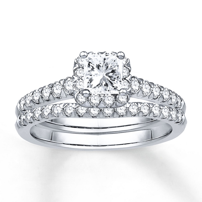 Main Image 1 of Diamond Bridal Set 7/8 ct tw Princess/Round Platinum