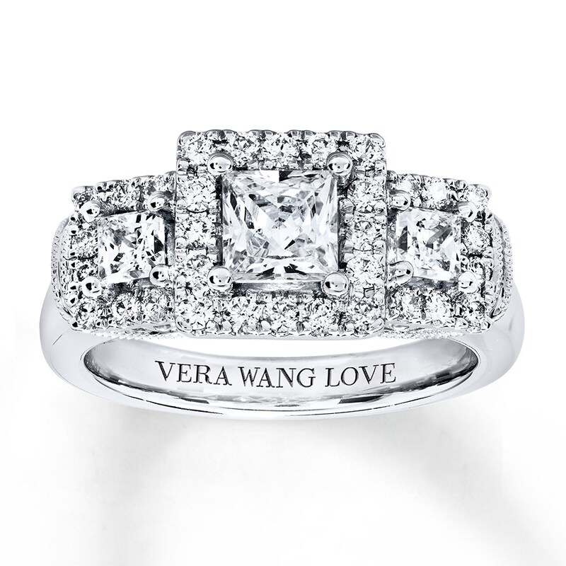 Main Image 1 of Vera Wang LOVE Diamond 3-Stone Ring 1-1/2 ct tw 14K White Gold